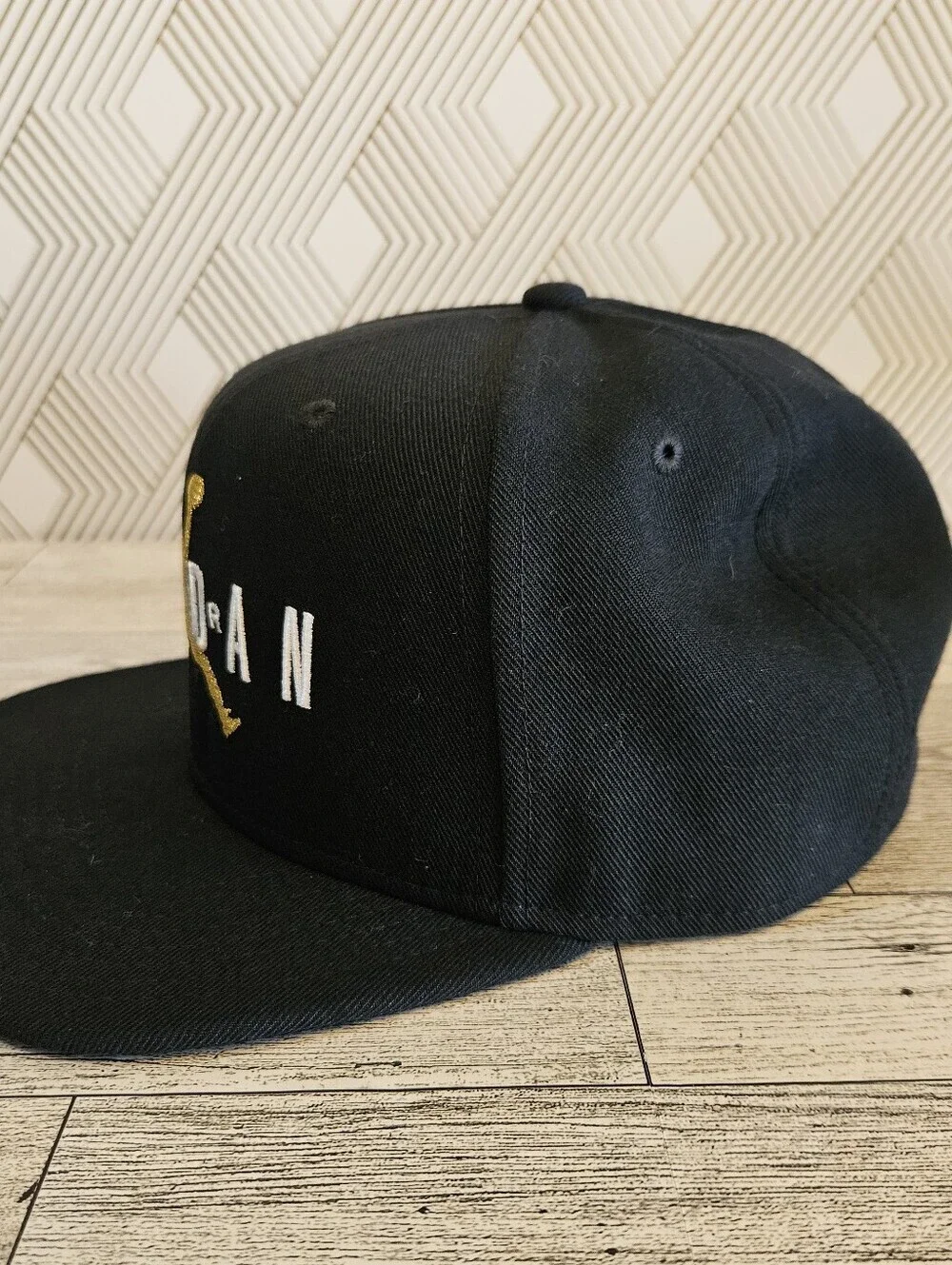 Air Jordan Jumpman Black Hat W/ Gold Logo Flat Bill NBA Michael Jordan One Size